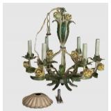 LLFR - Vintage Tole Floral Chandelier 6-Light Metal Rose Ceiling Fixture