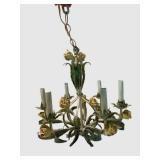 LLFR - Vintage Tole Floral Chandelier 6-Light Metal Rose Ceiling Fixture