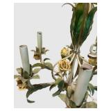 LLFR - Vintage Tole Floral Chandelier 6-Light Metal Rose Ceiling Fixture