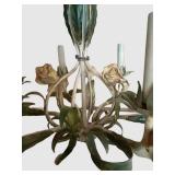 LLFR - Vintage Tole Floral Chandelier 6-Light Metal Rose Ceiling Fixture