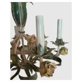 LLFR - Vintage Tole Floral Chandelier 6-Light Metal Rose Ceiling Fixture