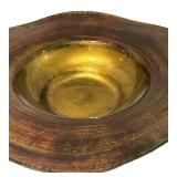 LLFR - Art Glass Bowl - Green & Gold Iridescent
