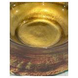 LLFR - Art Glass Bowl - Green & Gold Iridescent