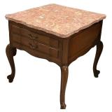 LLS - Vintage French Provincial Style End Table With Stone Top