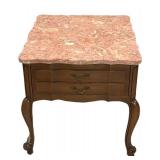LLS - Vintage French Provincial Style End Table With Stone Top