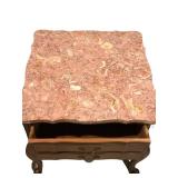 LLS - Vintage French Provincial Style End Table With Stone Top