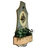 LLS - Vintage Wall Planter Italian Smoked Glass Faux Foliage