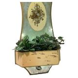 LLS - Vintage Wall Planter Italian Smoked Glass Faux Foliage