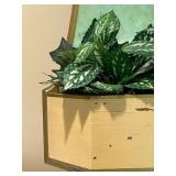 LLS - Vintage Wall Planter Italian Smoked Glass Faux Foliage