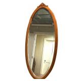 LLS - Vintage Oval Wall Mirror Carved Wood Frame