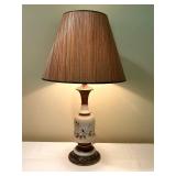 LLFR - Table Lamp Painted Floral Ceramic With Wood Accent