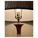 LLFR - Table Lamp Painted Floral Ceramic With Wood Accent