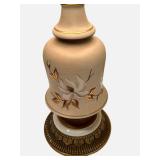 LLFR - Table Lamp Painted Floral Ceramic With Wood Accent