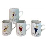 LLFR - Pottery Barn Reindeer Mugs (Lot of 4)