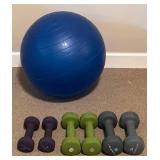 LLFR - Exercise Ball & Dumbbell Mixed Lot of 7