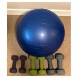 LLFR - Exercise Ball & Dumbbell Mixed Lot of 7