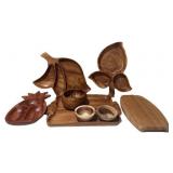 LLFR - Vintage Wooden Serving Bowls & Trays Mixed Lot - Woods of Hawaii, Core, Swismar