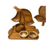 LLFR - Vintage Wooden Serving Bowls & Trays Mixed Lot - Woods of Hawaii, Core, Swismar
