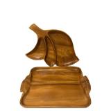 LLFR - Vintage Wooden Serving Bowls & Trays Mixed Lot - Woods of Hawaii, Core, Swismar