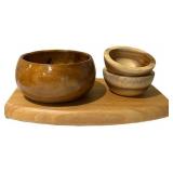 LLFR - Vintage Wooden Serving Bowls & Trays Mixed Lot - Woods of Hawaii, Core, Swismar