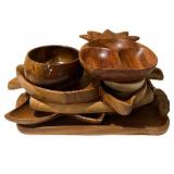LLFR - Vintage Wooden Serving Bowls & Trays Mixed Lot - Woods of Hawaii, Core, Swismar