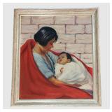 LLFR - Framed Figurative Painting Woman and Child by Mary Allen