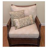 SR - Rattan Armchair & Ottoman Henry Link West Indies Vintage