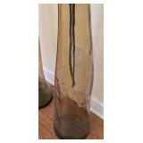 DR - Pair of Glass Floor Vases With Faux Flowers
