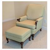 MB - Upholstered Armchair & Ottoman Green and White Dot