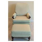 MB - Upholstered Armchair & Ottoman Green and White Dot