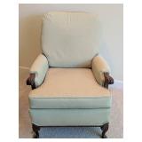 MB - Upholstered Armchair & Ottoman Green and White Dot