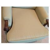 MB - Upholstered Armchair & Ottoman Green and White Dot