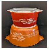 MB - Vintage Pyrex Autumn Harvest Wheat Casserole Dishes With Lid