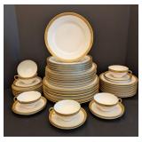 K - Vintage Limoges Gold Rimmed China Dish Set Service for 6