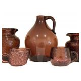 K - Assorted Amethyst Glass Pitchers Creamers & Cups Mixed Lot