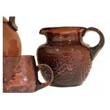 K - Assorted Amethyst Glass Pitchers Creamers & Cups Mixed Lot