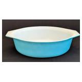 K - Vintage Pyrex  Blue Doily Promotional Oval Casserole Dish with Lid