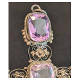 DR - Vintage 800 Silver Gemstone Crucifix Pendant