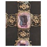 DR - Vintage 800 Silver Gemstone Crucifix Pendant
