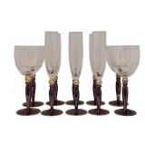 DR - Champagne Flutes - Tarnow Purple Stem Poland (Lot of 6)