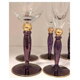 DR - Champagne Flutes - Tarnow Purple Stem Poland (Lot of 6)