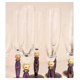 DR - Champagne Flutes - Tarnow Purple Stem Poland (Lot of 6)
