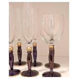 DR - Champagne Flutes - Tarnow Purple Stem Poland (Lot of 6)