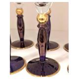 DR - Champagne Flutes - Tarnow Purple Stem Poland (Lot of 6)