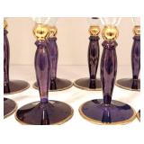 DR - Champagne Flutes - Tarnow Purple Stem Poland (Lot of 6)