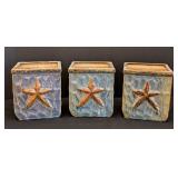 DR - Ceramic Starfish Motif Vases (Lot of 3)