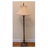 LR - Floor Lamp Ornate Carved Base Tapered Shade