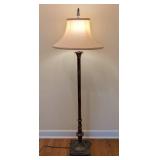 LR - Floor Lamp Ornate Carved Base Tapered Shade