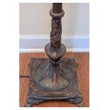 LR - Floor Lamp Ornate Carved Base Tapered Shade