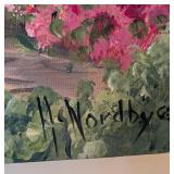 LR - Oil Painting H. Nordby Signed Floral Garden Landscape